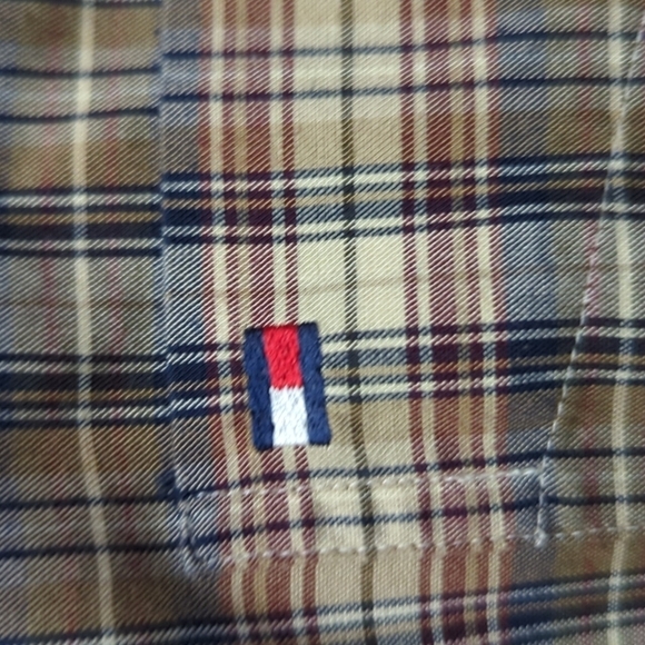 TOMMY Hilfiger tan plaid button down shirt 4XLT - Picture 8 of 8